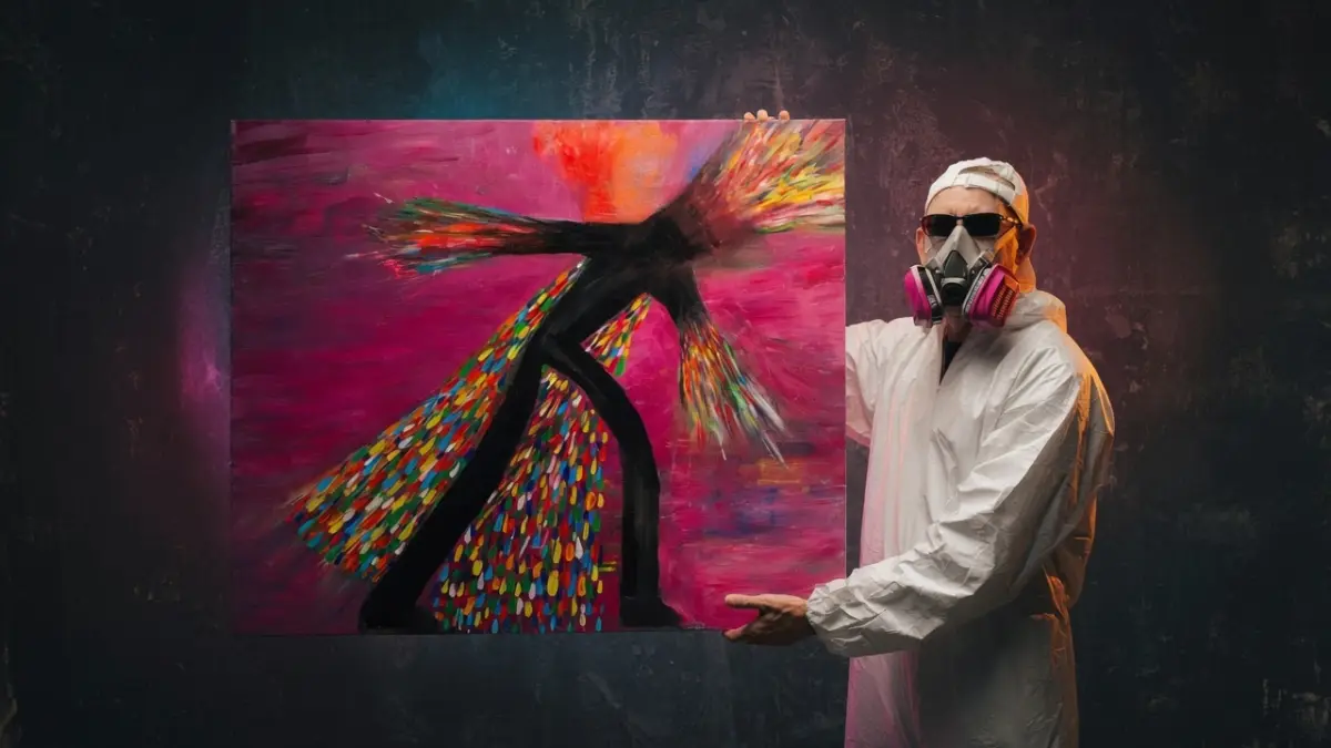 Brushstrokes presenting an original acrylic painting